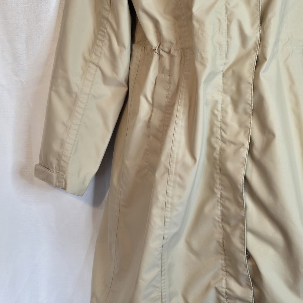 Classic Tan Trench Coat Size M With Hood Sinched Waist Fall - Picture 13 of 13
